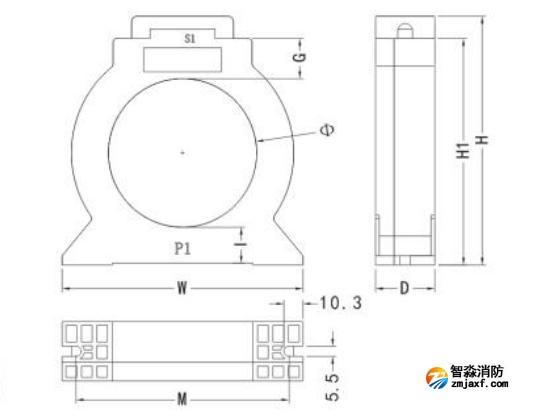 閉口式，圓孔100A-630A外形尺寸圖