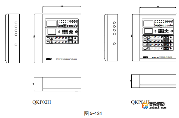 海灣GST-QKP01H、 GST-QKP02H、 GST-QKP04H 型氣體滅火控制器/火災報警控制器示意圖